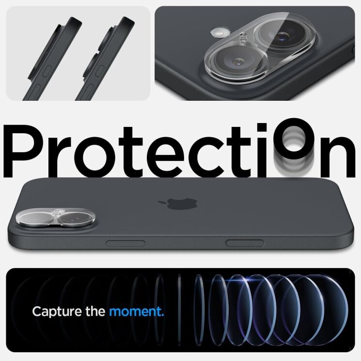 Комплект защитных стекол Spigen (SGP) Optik Lens Protector для Apple iPhone 16 / 16 Plus: фото 4 из 7