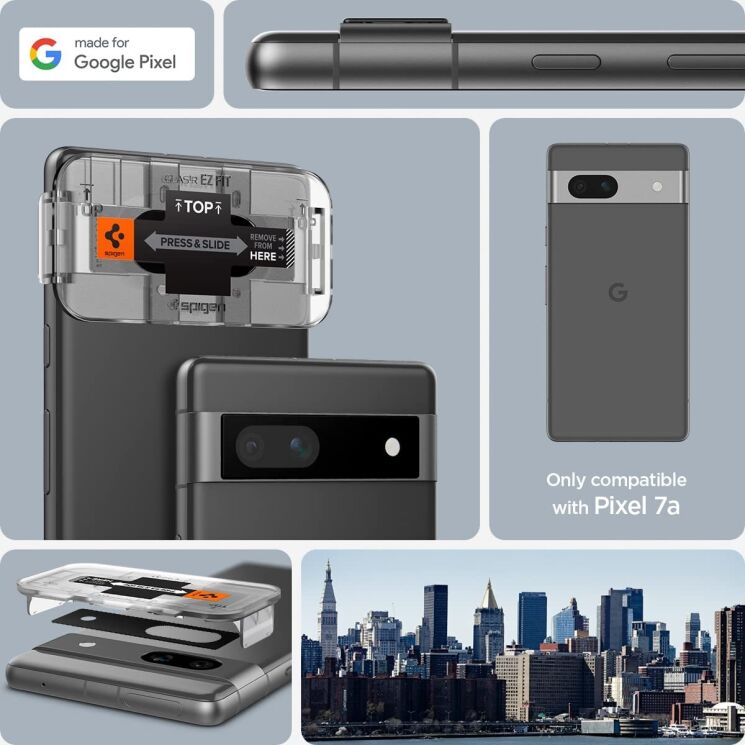 Комплект защитных стекол Spigen (SGP) Optik Lens Protector для Google Pixel 7a - Black: фото 12 из 17