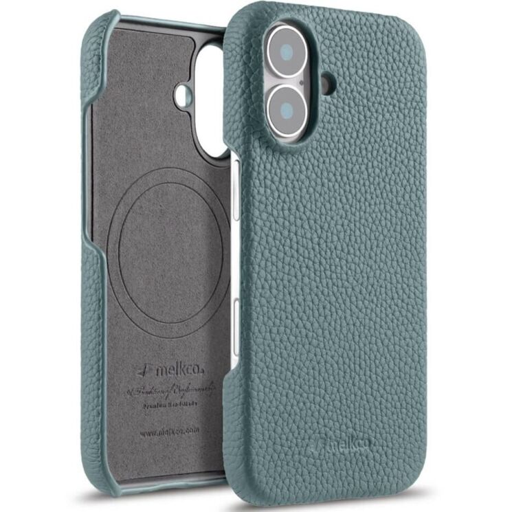 Кожаный чехол MELKCO Leather Case для Apple iPhone 16 - Blue: фото 1 из 5