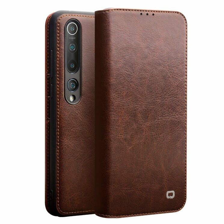 Кожаный чехол QIALINO Classic Case для Xiaomi Mi 10 Pro - Brown: фото 1 из 14