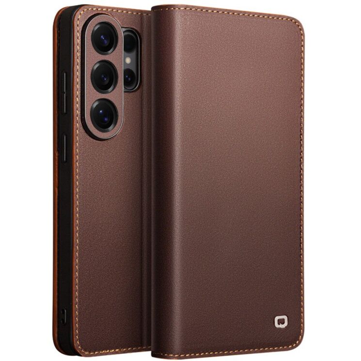 Кожаный чехол QIALINO Wallet Case для Samsung Galaxy S26 Ultra - Brown: фото 1 из 14