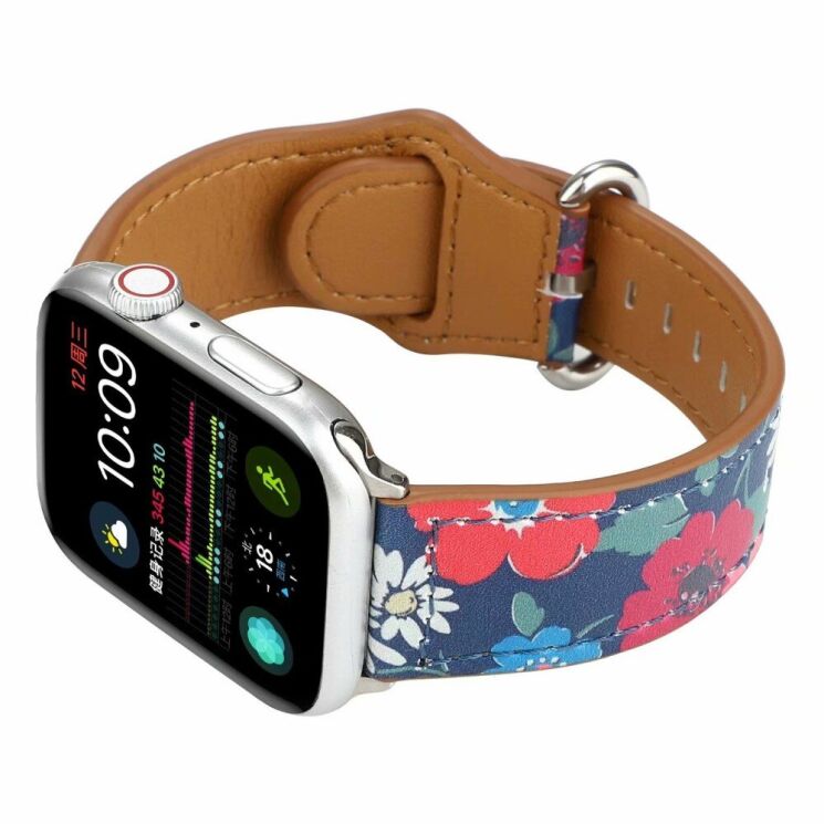 Кожаный ремешок Deexe Fashion Elegant для Apple Watch 42 (Series 10) / 41 / 40 / SE 40 / 38 - Red Flower: фото 4 из 5