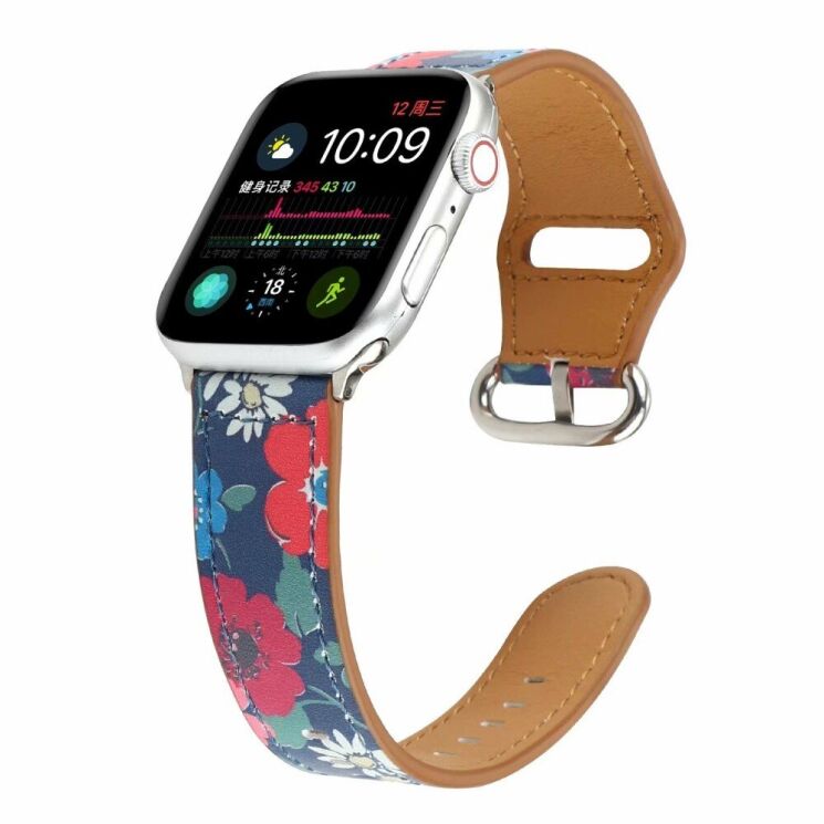 Кожаный ремешок Deexe Fashion Elegant для Apple Watch 42 (Series 10) / 41 / 40 / SE 40 / 38 - Red Flower: фото 3 из 5