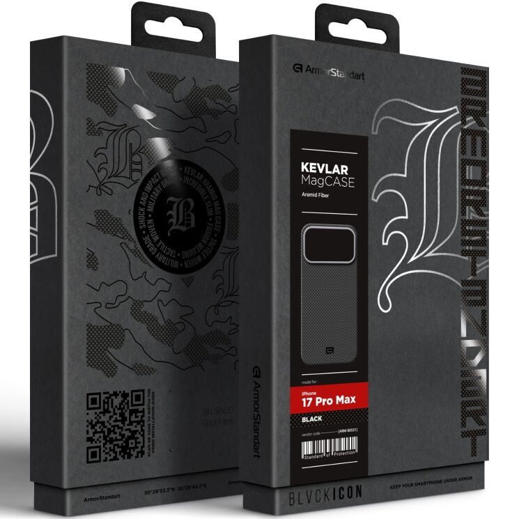 Противоударный чехол ArmorStandart BlackIcon Kevlar MagCase для Apple iPhone 17 Pro Max - Black: фото 2 из 2