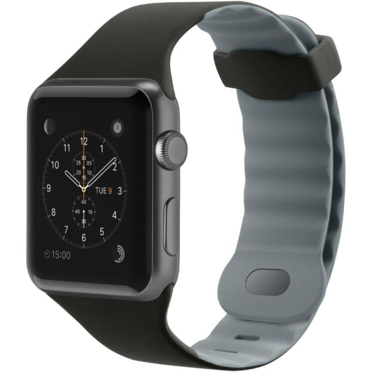Ремінець Belkin Silicon Classic для Apple Watch 42 (Series 10) / 41 / 40 / SE 40 / 38 - Black / Grey: фото 1 з 2