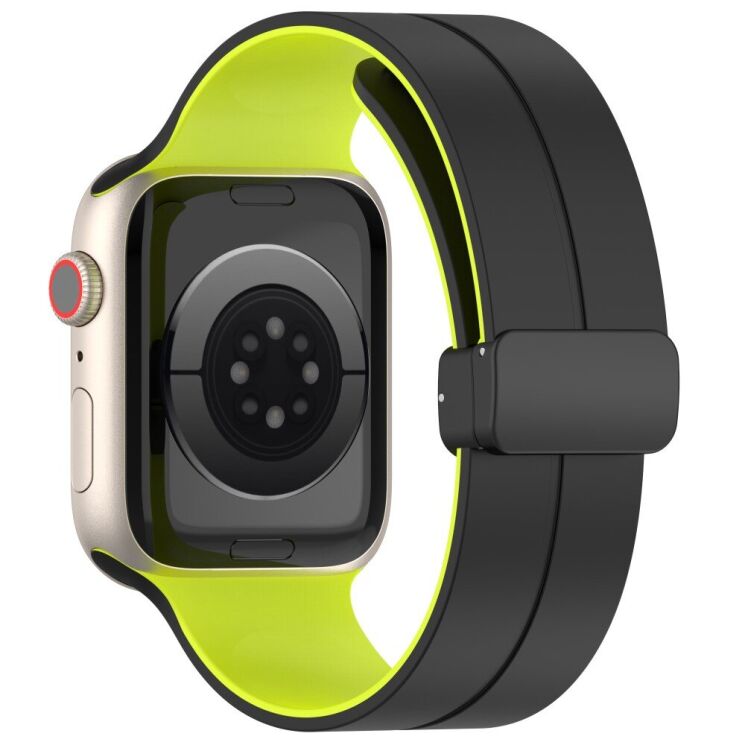 Ремінець Deexe Color Soft Line для Apple Watch 42 (Series 10/11) / 41 / 40 / SE 40 / 38 - Black / Green: фото 1 з 7