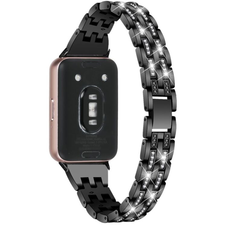 Ремінець Deexe Crystal Design для Samsung Galaxy Fit 3 - Black: фото 3 з 6