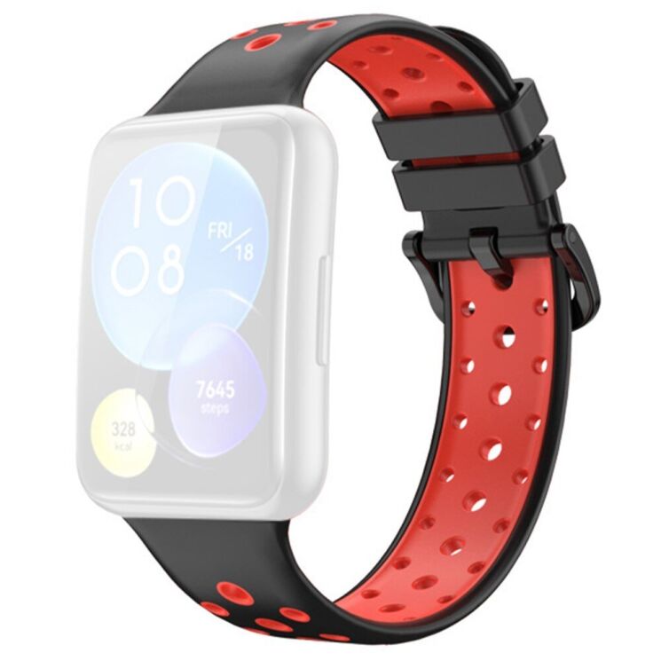 Ремешок Deexe Dot Color для Huawei Watch Fit 2 - Black / Red: фото 1 из 6