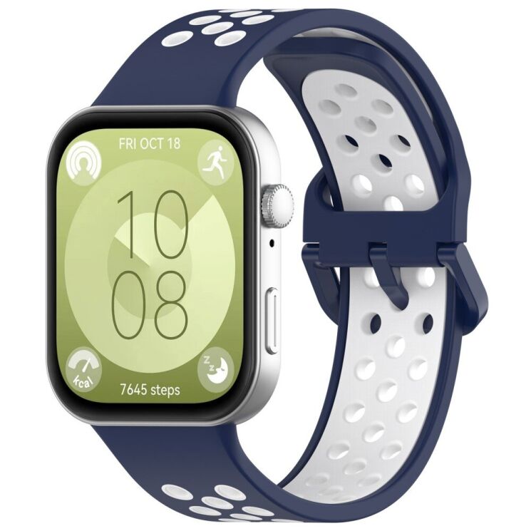 Ремінець Deexe Dual Color для Huawei Watch Fit 3 - Midnight Blue / White: фото 4 з 7