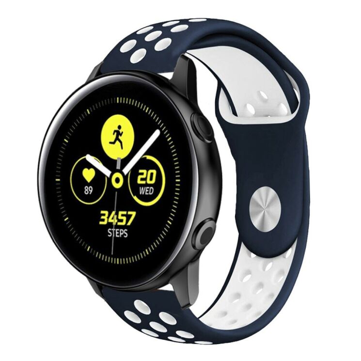 Ремешок Deexe Dual Color для Samsung Galaxy Watch Active - Blue / White: фото 2 из 3