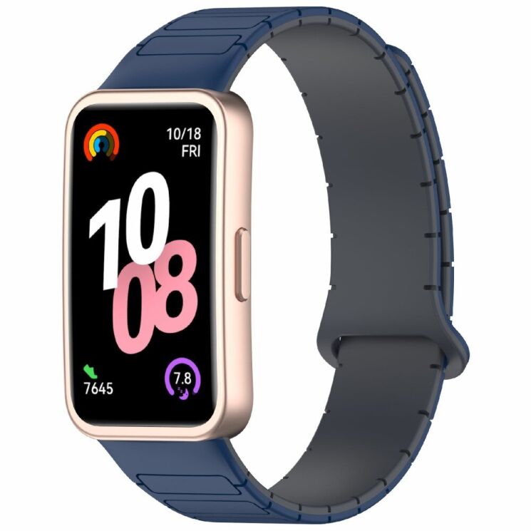 Ремешок Deexe Flexible Fit для Huawei Band 8 / 9 / 10 - Midnight Blue / Grey: фото 2 из 6