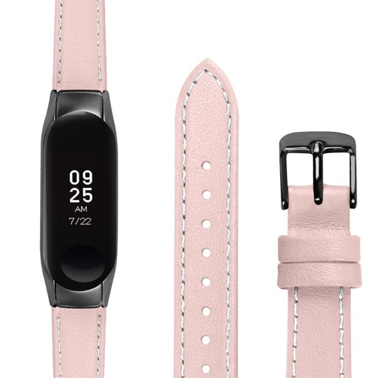 Ремінець Deexe Leather Strip для Xiaomi Mi Band 7 - Pink: фото 3 з 7