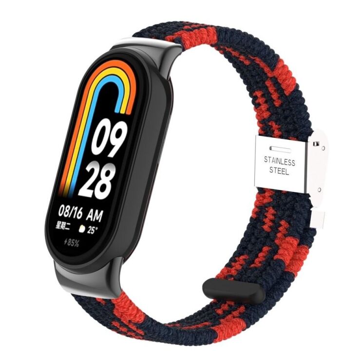 Ремінець Deexe Nylon Bracelet для Xiaomi Mi Smart Band 8 / 9 / 10 - Black / Red: фото 5 з 6