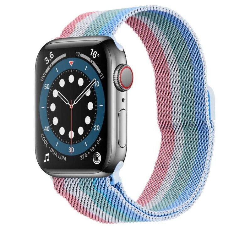 Ремінець Deexe Rainbow Loop для Apple Watch 42 (Series 10/11) / 41 / 40 / SE 40 / 38 - Pink / White / Green / Blue: фото 2 з 4