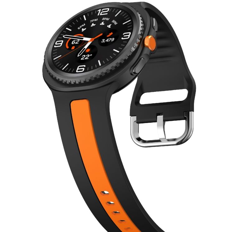 Ремешок Deexe Sport Strap для Samsung Galaxy Watch 8 (40/44mm) / 8 Classic - Black / Orange: фото 4 из 6