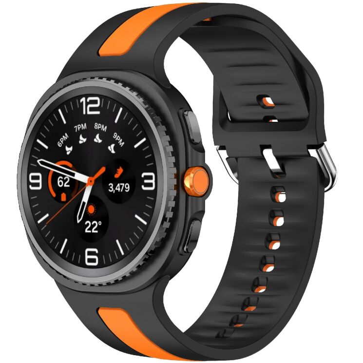 Ремешок Deexe Sport Strap для Samsung Galaxy Watch 8 (40/44mm) / 8 Classic - Black / Orange: фото 2 из 6