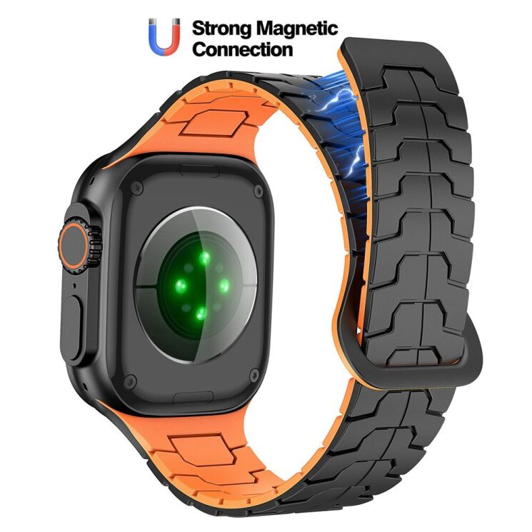 Ремешок Reframe Dragon Skin для Apple Watch 46 / 45 / 44 / SE 44 / 42 (Series 1-3) / Ultra / Ultra 2 - Black / Orange: фото 2 из 8