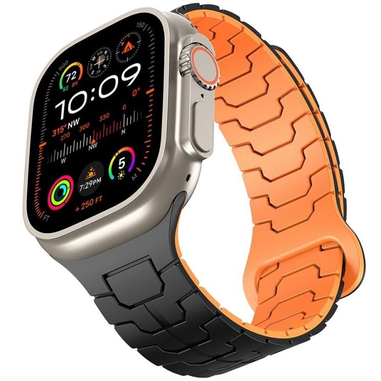 Ремешок Reframe Dragon Skin для Apple Watch 46 / 45 / 44 / SE 44 / 42 (Series 1-3) / Ultra / Ultra 2 - Black / Orange: фото 3 из 8