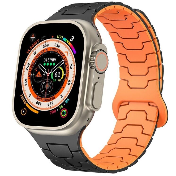 Ремешок Reframe Dragon Skin для Apple Watch 46 / 45 / 44 / SE 44 / 42 (Series 1-3) / Ultra / Ultra 2 - Black / Orange: фото 4 из 8