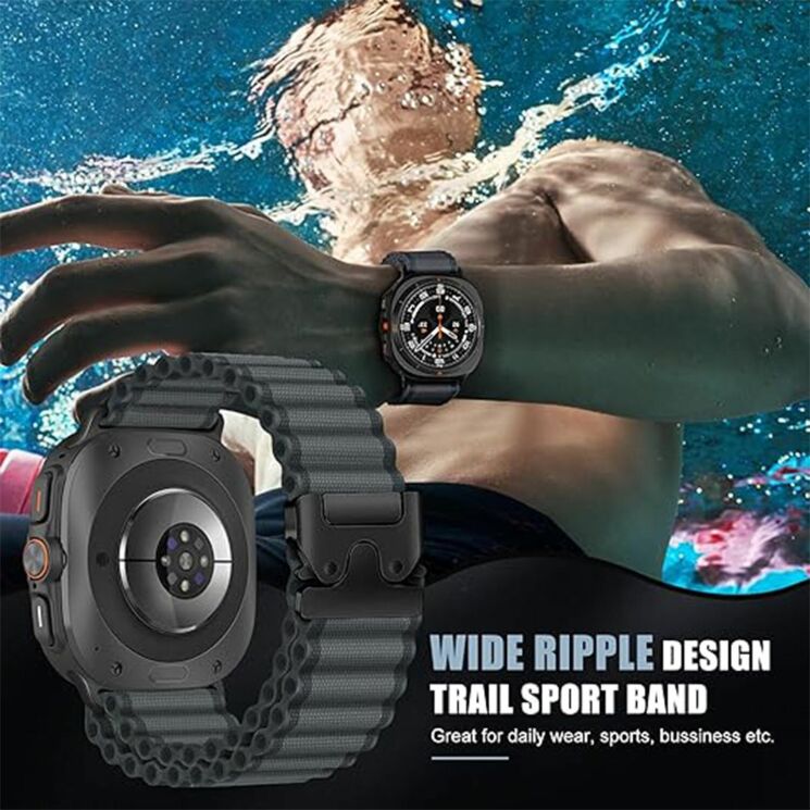 Ремінець Reframe Ripple Pattern для Samsung Galaxy Watch Ultra (47mm) / Ultra (2025) - Dark Grey / Black: фото 5 з 7