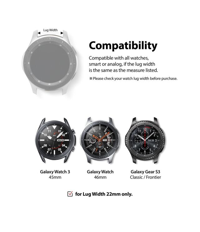 Ремінець Ringke Rubber One Prime для годинників з шириною кріплення 22мм (8809758103115) - Black: фото 3 з 10