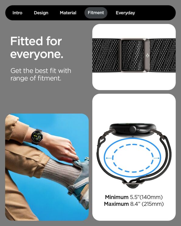 Ремешок Spigen Lite Fit X для Google Pixel Watch 4 / 3 (45mm) AMP09487 - Black: фото 14 из 15