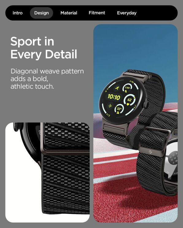 Ремешок Spigen Lite Fit X для Google Pixel Watch 4 / 3 (45mm) AMP09487 - Black: фото 12 из 15