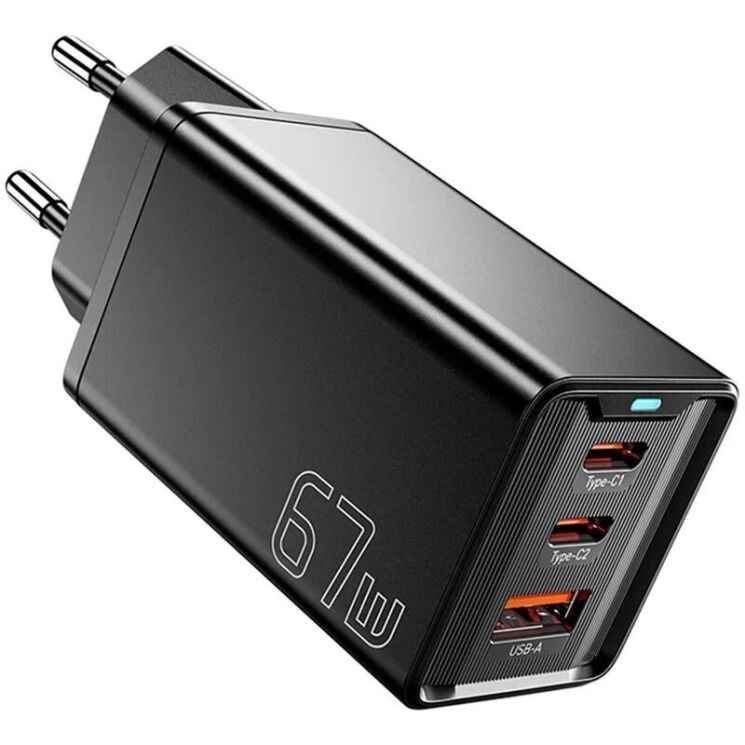 Мережевий зарядний пристрій ESSAGER 67W Kolsang GaN 2Type-C + USB (ECTAC-KSB01-Z) - Black: фото 1 з 17