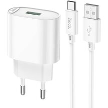 Сетевое зарядное устройство Hoco C109A Fighter QC3.0 (18W) + кабель Type-C - White: фото 1 из 9