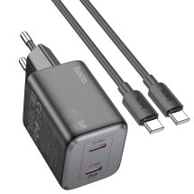 Сетевое зарядное устройство Hoco N42 Elogiado 2C PD45W + кабель Type-C to Type-C - Black: фото 1 из 10