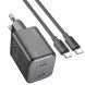 Сетевое зарядное устройство Hoco N42 Elogiado 2C PD45W + кабель Type-C to Type-C - Black (346155B). Фото 1 из 10