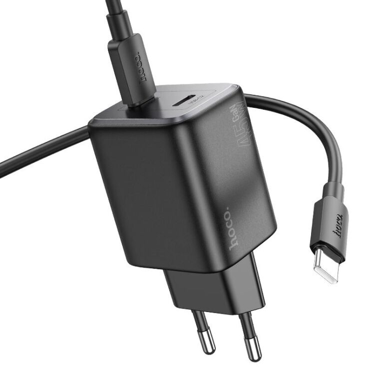 Сетевое зарядное устройство Hoco N42 Elogiado 2C PD45W + кабель Type-C to Type-C - Black: фото 2 из 10