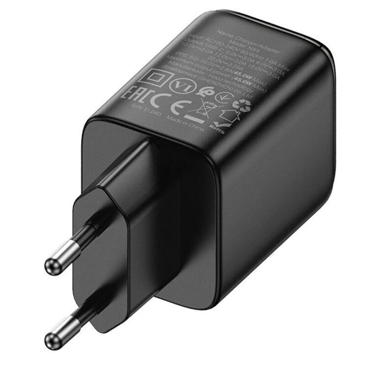 Сетевое зарядное устройство Hoco N54 Monsoon PD45W - Black: фото 3 из 5