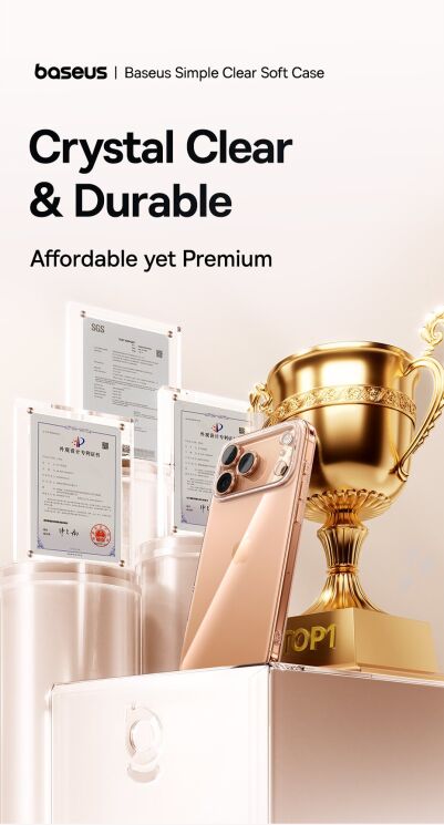 Силіконовий (TPU) чохол BASEUS Simple Series для Apple iPhone 17 - Transparent: фото 5 з 15