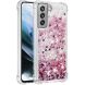 Силиконовый (TPU) чехол Deexe Liquid Glitter для Samsung Galaxy S21 FE (G990) - Rose Gold Hearts (230628D). Фото 2 из 7
