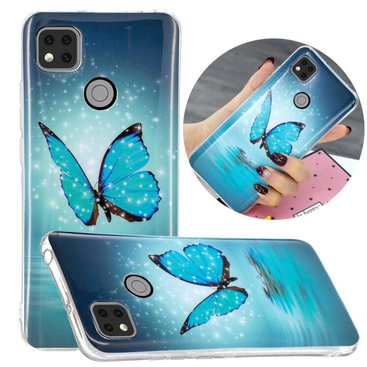 Силиконовый (TPU) чехол Deexe LumiCase для Xiaomi Redmi 9C - Blue Butterfly: фото 1 из 5