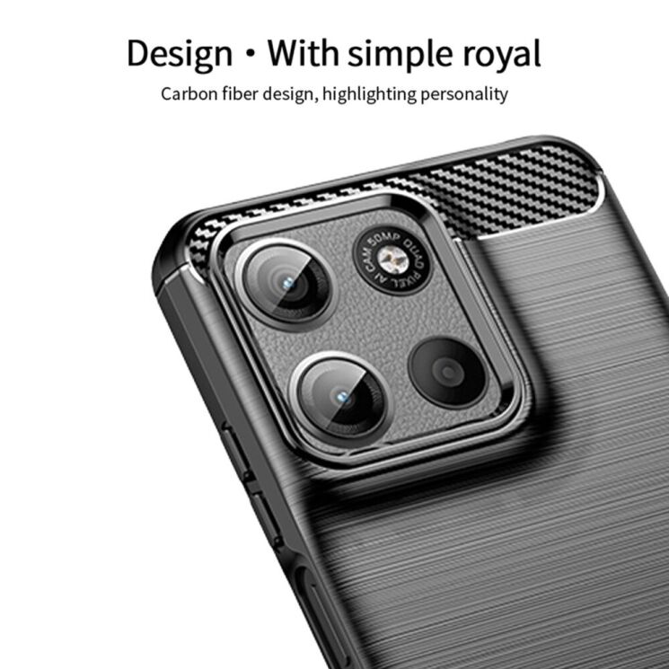 Силиконовый (TPU) чехол MOFI Carbon Fiber для Motorola Moto G15 - Black: фото 5 из 9