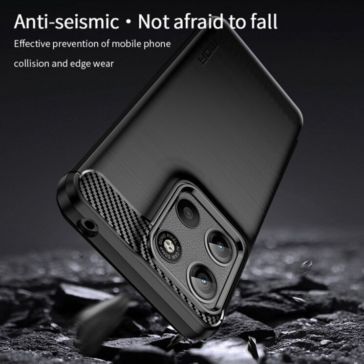 Силиконовый (TPU) чехол MOFI Carbon Fiber для Motorola Moto G15 - Black: фото 6 из 9