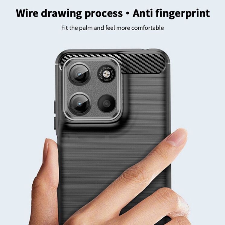 Силиконовый (TPU) чехол MOFI Carbon Fiber для Motorola Moto G15 - Black: фото 7 из 9