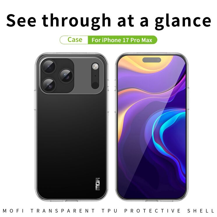 Силіконовий (TPU) чохол MOFI Thin Guard для Apple iPhone 17 Pro Max - Transparent: фото 2 з 10