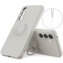 Силиконовый (TPU) чехол с кольцом Deexe Color Shell для Samsung Galaxy S26 FE - Grey: фото 1 из 8