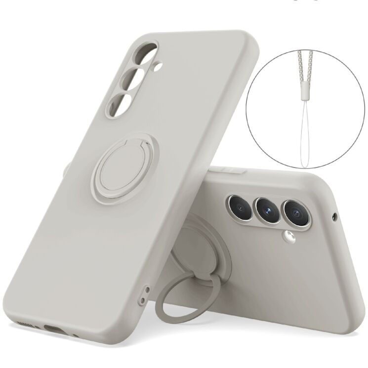 Силиконовый (TPU) чехол с кольцом Deexe Color Shell для Samsung Galaxy S26 FE - Grey: фото 1 из 8