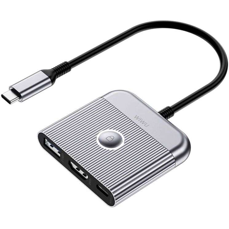 USB HUB WIWU Wi-HB002 Type-C to USB+Type-C+HDMI - Gray: фото 2 из 6