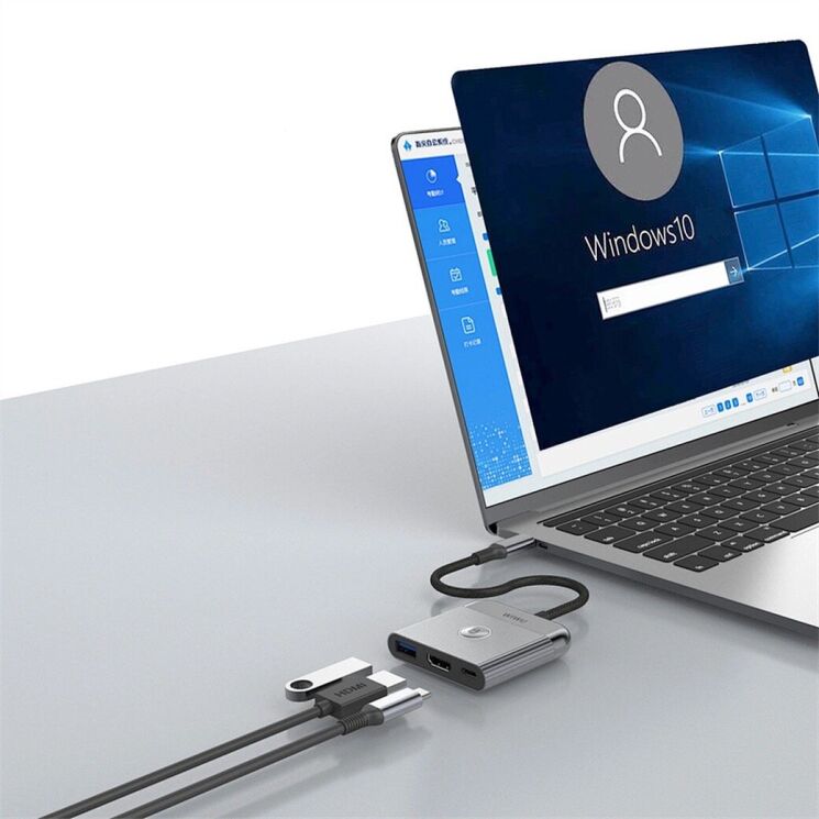 USB HUB WIWU Wi-HB002 Type-C to USB+Type-C+HDMI - Gray: фото 5 из 6