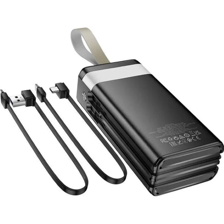 Внешний аккумулятор Hoco DB58 Plentiful 22.5W (30000mAh) + кабель Type-C+Lightning+MicroUSB+USB - Black (995779B) Внешний аккумулятор Hoco DB58 Plentiful 22.5W (30000mAh) + кабель Type-C+Lightning+MicroUSB+USB - Black: фото 3 из 7