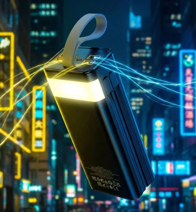 Внешний аккумулятор Hoco DB58 Plentiful 22.5W (30000mAh) + кабель Type-C+Lightning+MicroUSB+USB - Black (995779B) Внешний аккумулятор Hoco DB58 Plentiful 22.5W (30000mAh) + кабель Type-C+Lightning+MicroUSB+USB - Black: фото 7 из 7