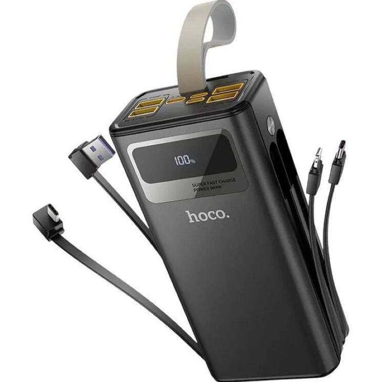 Внешний аккумулятор Hoco DB58 Plentiful 22.5W (30000mAh) + кабель Type-C+Lightning+MicroUSB+USB - Black (995779B) Внешний аккумулятор Hoco DB58 Plentiful 22.5W (30000mAh) + кабель Type-C+Lightning+MicroUSB+USB - Black: фото 2 из 7
