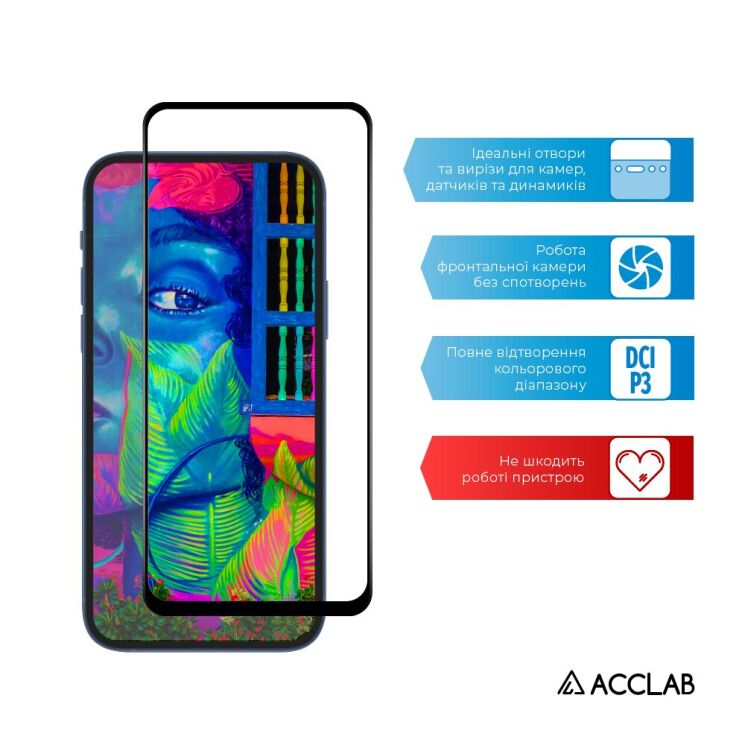 Защитное стекло ACCLAB Full Glue для Xiaomi Redmi 10 / 10 (2022) / 10 Prime - Black: фото 4 из 6