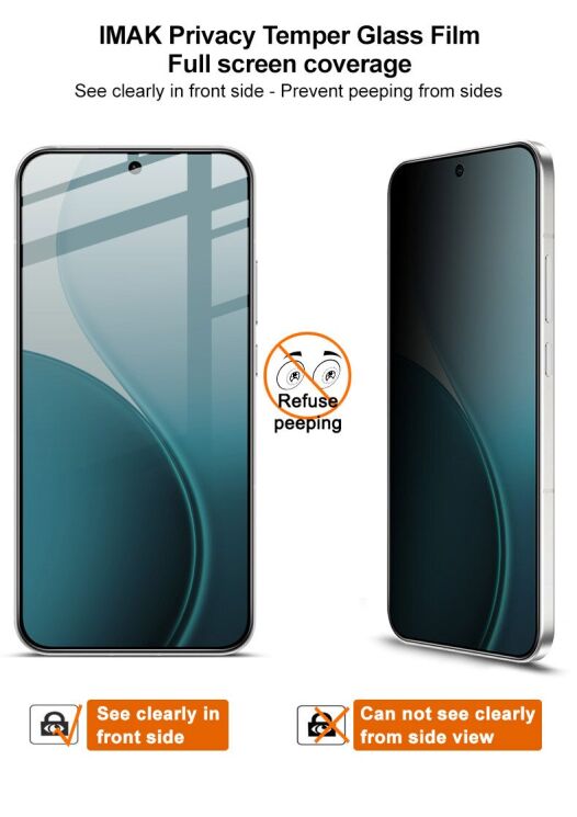 Захисне скло IMAK Privacy 9H Protect для OPPO Reno 14 5G - Black: фото 3 з 9