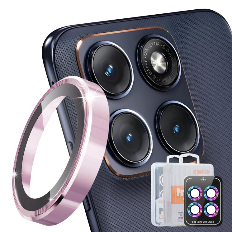 Защитное стекло на камеру ENKAY Metal Ring для Motorola Edge 70 Fusion - Pink: фото 1 из 7